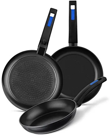 Monix Martín Berasategui Set de 3 Sartenes, Aluminio Forjado con Antiadherente sin PFOA, Aptas para lavavajillas, Negro, 18,22,26 cm