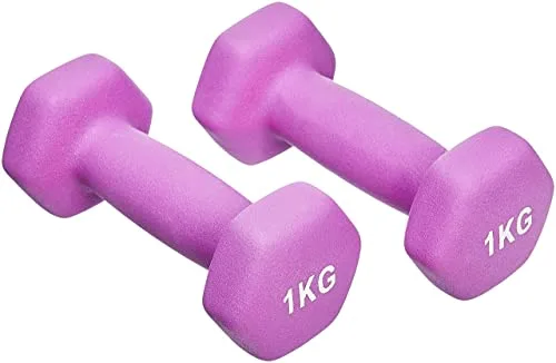 Amazon Basics Par de mancuernas de neopreno, 2 x 1 kg, Rosa