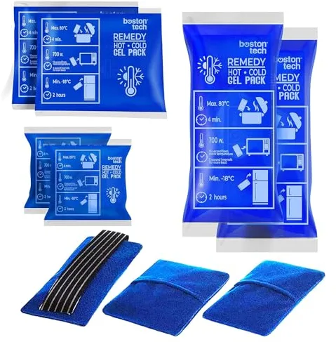 Boston Tech REMEDY Bolsa de Gel Frío y Calor con funda multiposición | Terapia frío-calor ideal para lesiones, recuperación muscular, fisioterapia y uso doméstico (Pack de 6)