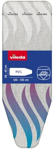 Vileda Funda para Tabla de Planchar Total Reflect, Planchado Extra Rápido para Tablas Medianas y Grandes, Ajustable a Tablas de 120-130cm de Largo y 38-45cm de Ancho, Fácil de Instalar