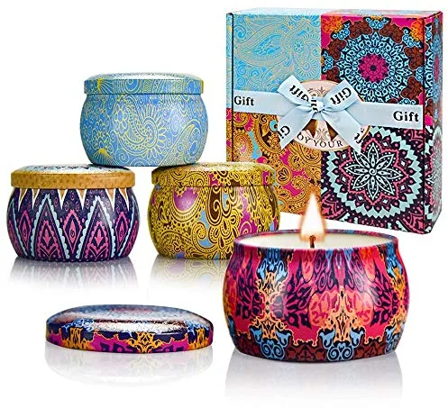 Yinuo Mirror Velas Aromaticas Decorativas,4 * 160g Velas Perfumadas,Regalos Originales para Mujer,Viaje Adecuado para Yoga Baño Dormitorio
