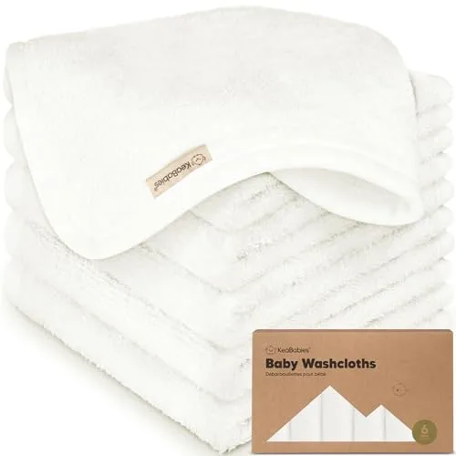 KeaBabies Pack de 6 paños de baño para bebés: paños de bambú Suaves para bebés, niños, Toallas de baño Ultra absorbentes para recién Nacidos, 25 x 25 cm, Suaves para Pieles sensibles (Blanco)