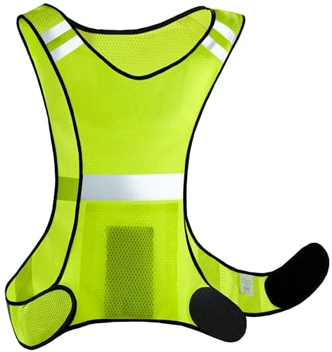 Prowiste Chaleco Reflectante para Correr - Chaleco de Alta Visibilidad en Amarillo Neón para Hombres y Mujeres - Ideal para Correr, Andar en Bicicleta y Jogging Nocturno - Ligero y Ajustable (S - L)