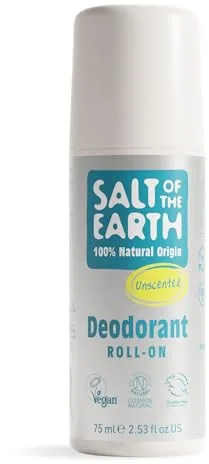 Salt of the Earth Desodorante Natural 100% – Desodorante Roll On Sin Fragancia – Desodorante Hombre, Mujer y Niños de Protección Efectiva y Vegano - 75ml