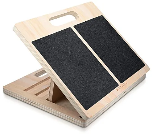 Navaris Tabla Inclinada Ejercicio Slant Board - Tabla de Equilibrio de Madera Multifuncional para Estiramientos Ejercitador de Gemelos - Plataforma Inclinada Tabla de Estiramiento