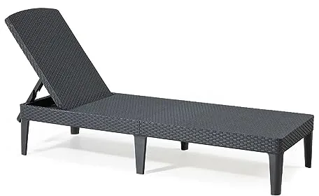 Keter Jaipur-Tumbona de Jardín Plegable, para Exterior terrazas, Patios, Jardines, Color Gris