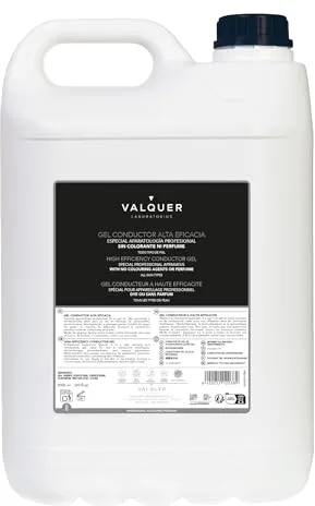 VALQUER Gel Conductor de Ultrasonidos Facial y Corporal | Uso Profesional en Radiofrecuencia, Depilación Láser, Microcorrientes, IPL y Cavitación | Base Agua, Incoloro e Inoloro | 5 L