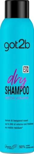 got2b Extra Volume Champú en seco (200 ml), champú seco para refrescar tus looks, dry shampoo con 24 h de volumen y frescor, no deja residuos blancos*, aroma cítrico