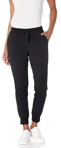 Amazon Essentials Pantalones De Correr De Forro Polar con Puños (Disponibles En Tallas Grandes) Mujer, Negro, S