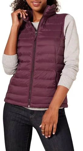 Amazon Essentials Lightweight Water-resistant Packable Puffer Vest, Abrigo Mujer, Rojo (burgundy), Large