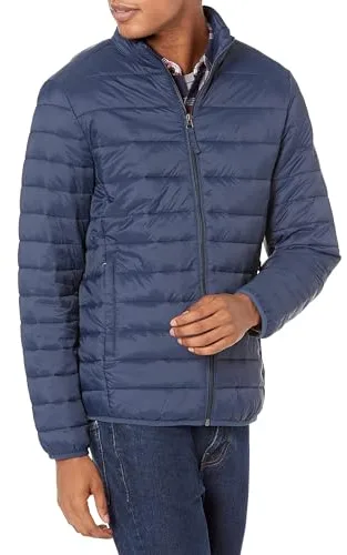 Amazon Essentials Chaqueta Acolchada Ligera, Resistente a la Lluvia y Plegable (Disponible en Tallas Grandes y Largos Especiales) Hombre, Azul Marino, XXL