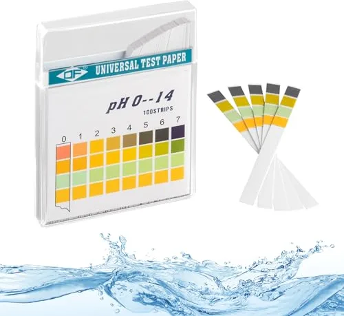 ECENCE Tiras de prueba pH 100 unidades, papel para prueba de tornasol, rango de medición 0-14, indicador papel universal, test de ácidos para acuarios, agua potable