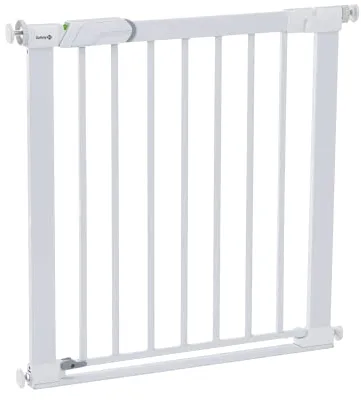 Safety 1st Flat Step, Barrera Seguridad Niños Escalera Presión, 73–80cm (máx. 101cm), Valla Seguridad Infantil Ultraplana, Apertura con 1 sola Mano, Sin Tornillos (Sin Taladros), Blanca