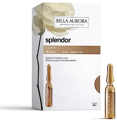 Bella Aurora Ampollas Vitamina C + con Ácido Hialurónico, 5 Ampollas | Tratamiento Facial Anti-Edad y Anti-Arrugas | Splendor