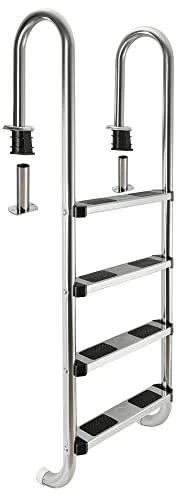 Arebos – Acero Inoxidable Escalera para Piscina de | 4 peldaños | con antirutschpads en los peldaños