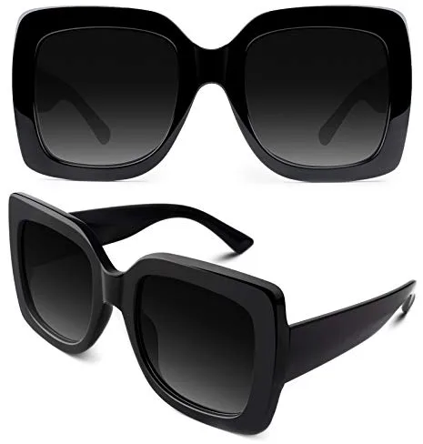 GQUEEN Gafas de Sol Mujer Cuadradas Gran tamaño Moda Vintage Protección UV400 con Marco Grande