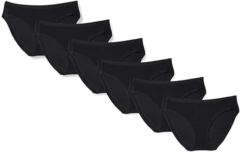 Amazon Essentials Braguita de bikini de algodón (disponible en tallas grandes) Mujer, Pack de 10, Negro, 38