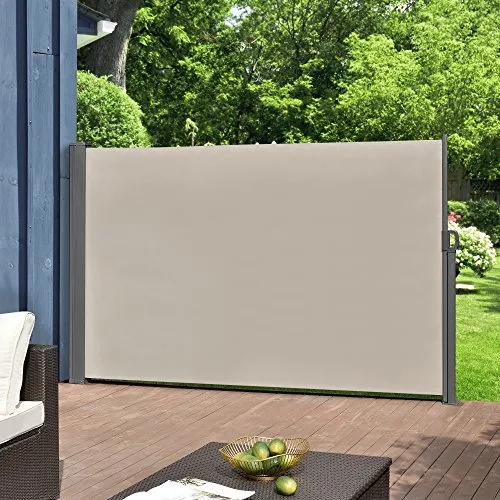 pro.tec Toldo Lateral Retráctil Mulhacén Pantalla de Privacidad Exterior Extensible contra Viento y Sol para Jardín Patio Balcón Acero 160 x 300 cm - Color de Arena