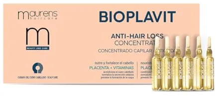 MAURENS Ampollas Anticaída Cabello Mujer y Hombre – Bioplavit con Placenta y Vitaminas – Fortalece, Nutre y Previene la Caída del Cabello – 12 Ampollas 10 ml