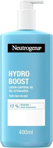 Neutrogena Hydro Boost Loción en Gel Ultraligera (400 ml), crema hidratante corporal refrescante con Glicerina y Ácido Hialurónico para todo tipo de piel