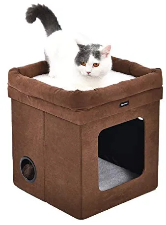 Amazon Basics Casa para gato plegable, Marrón, 38 x 38 x 43 cm
