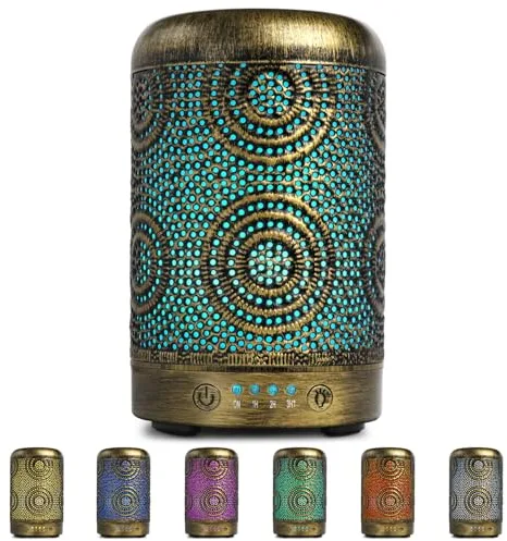 SALKING Difusor de Aceites Esenciales, 100ml Humidificador Ultrasonico de Aceite Esenciales con LED de 7 Colores, 4 Temporizador e Auto-Apaga, Difusor de Aromas Sin BPA, para Hogar y Oficina