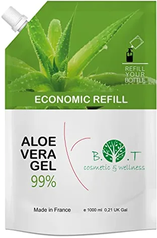 Aloe Vera Puro Gel 100% Natural, Cultivo Ecologico Lanzarote, Gel Hidratante Piel y Cabello, Calmante After Sun, Crema Post Depilacion, After Shave, Acondicionador, 1000 ml