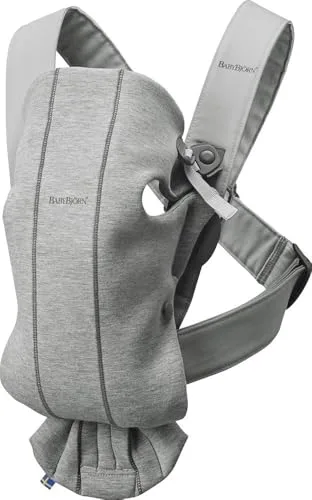 BabyBjörn Mochila Porta Bebé Mini, Jersey 3D, Gris claro