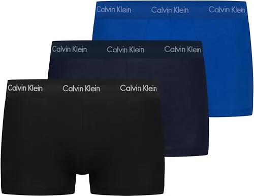 Calvin Klein Calzoncillos bóxer Hombre Pack de 3 Low Rise Trunks Ropa Interior, Multicolor (Black/Blueshadow/Cobaltwater DTM WB), M