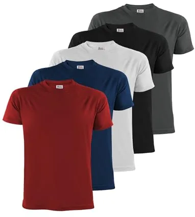 ALPIDEX T-Shirt Camisetas para Hombre un Juego de 5 con Cuello Redondo - Unicolor Tallas S M L XL XXL 3XL 4XL 5XL, Tamaño:XXL, Color:Fire