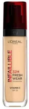 L'Oréal Paris, Base de maquillaje Líquida Infaillible 32h Fresh Wear, Para todo tipo de piel, Larga duración, Tono: warm dora (125), 30 ml