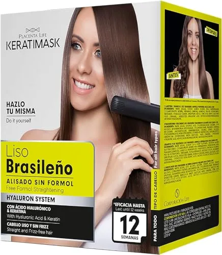 PLACENTA LIFE Be Natural Kit de Alisado Brasileño con Keratina, Verde – Alisado Profesional, Control del Frizz y Brillo Intenso