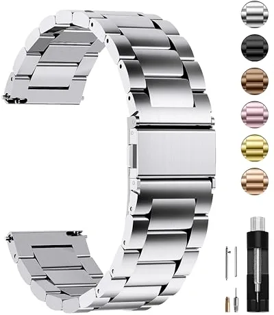 Fullmosa Correa de Reloj Para 22mm 20mm 18mm 24mm 16mm 19mm,Correa Metal Liberación Rápida,Pulsera Reloj de Acero Inoxidable para Hombres y Mujeres