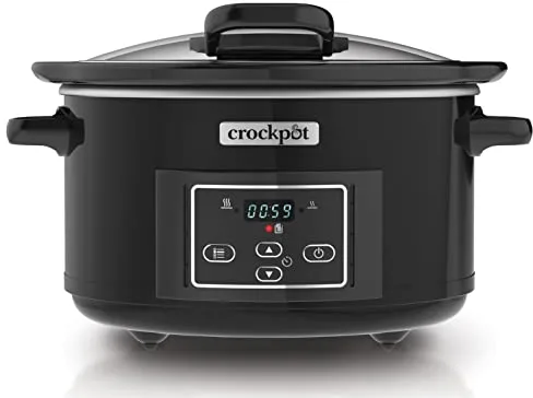 Crockpot Lift and Serve Olla de Cocción Lenta Digital | 4,7 L (Hasta 5 Personas) | Con Tapa Abatible y Temporizador de Cuenta Atrás Programable | Eficiencia Energética | Negra [CSC052]
