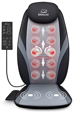SNAILAX Shiatsu Asiento Masajeador - Masaje de Espalda con Calefacción, Almohadilla para Sillón de Masaje con Calor para Amasar en Casa o Oficina