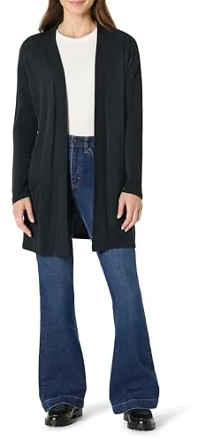 Amazon Essentials – Cárdigan abierto ligero de tejido de rizo para mujer ,Negro ,US L (EU L - XL)