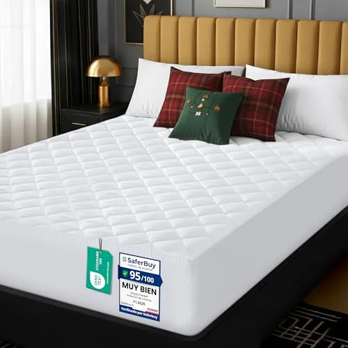 Utopia Bedding Protector de colchón Acolchado 150x200 cm, Microfibra, Transpirable, Funda para colchon estira hasta 38 cm de Profundidad (Cama 150 Blanco)
