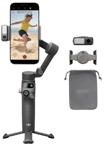 Estabilizador dji Osmo Mobile 7P para iPhone, Android, Seguimiento Nativo, Iluminación, Estabilizador para movil de 3 Ejes, Inicio rápido, Edición con un Toque, Brazo Extensible y trípode Integrados