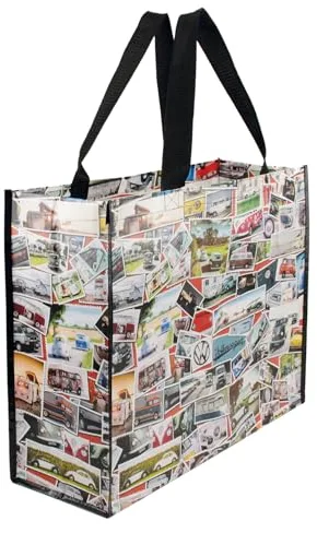 BRISA VW Collection - Volkswagen Bolsa de compras reutilizable T1 Camper Bus (Stamps/Colorido)