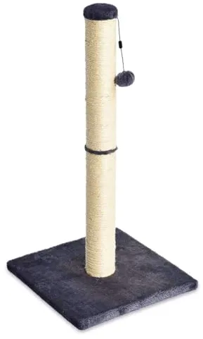 Amazon Basics Rascador para gatos de interior, estándar con juguete colgante, 80 cm, gris
