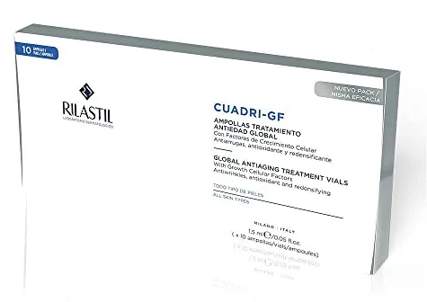 Rilastil Multirepair Cuadri Gf - Ampollas Faciales Tratamiento Reparador, Antiedad Y Antioxidante, Con Ácido Ferúlico, Ácido Hialurónico Y Vitamina B9-10 Unidades, Negro, 15 Mililitro