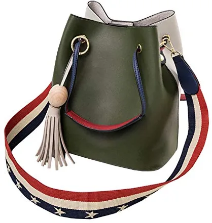 DEERWORD Mujer Bolsos de Mano Casual Bandolera Marca Mediano Totes Antirrobo Hombro Italianos PU Cuero 5383 1 piezas Verde