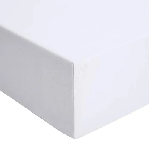 Amazon Basics Sábana bajera de jersey, Blanco - 200 x 200 cm