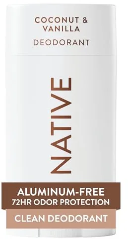 Native Desodorante Natural para Mujeres y Hombres – Sin Alcohol ni Aluminio – Aroma a Coco y Vainilla – Con Manteca de Karité, Aceite de Coco y Bicarbonato – Control del Olor por 72 Horas (75ml)
