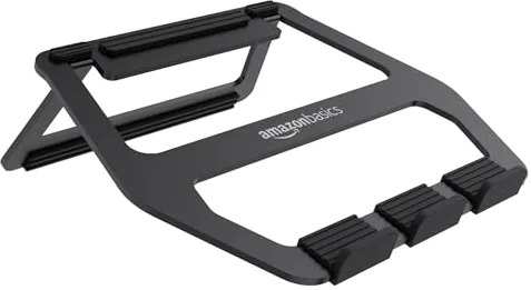 Amazon Basics Soporte de aluminio plegable para ordenadores portátiles con pantalla de 33 cm (13")- 38 cm (15"), negro