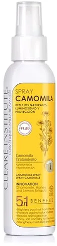 Clearé Institute - Spray Camomila Natural | Loción Aclarante de Cabello | Aclarador y Protector Solar. Reflejos Dorados | Niños y Adultos | Apto Método Curly | 99% Ingredientes Naturales | 125 ml
