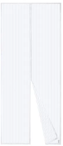 Mosquitera magnética para puerta de Apalus, cortina de malla, junta magnética de arriba a abajo con cierre automático, mantiene el aire fresco en el interior (80x200 CM, Blanco)