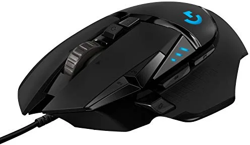 Logitech G G502 Hero Ratón Gaming con Cable Alto Rendimiento, Captor Hero 25K, 25,600 dpi, RGB, Peso Personalizable, 11 Botones Programables, Memoria Integrada, PC/Mac - Negro
