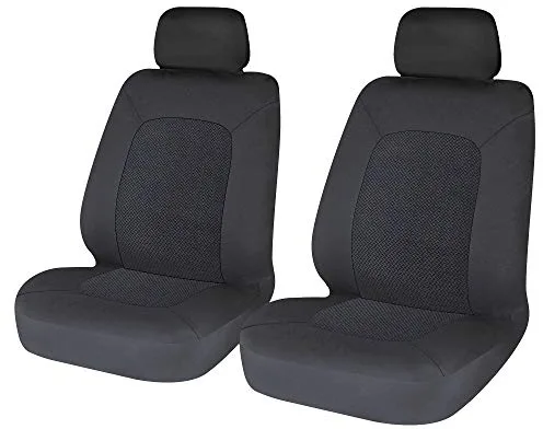 Sakura Fundas de asiento delantero para coche y furgoneta, Hampton, 1 par en negro, ajuste fácil