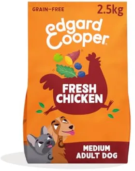 Edgard & Cooper Pienso para Perros Adultos Comida para Perros Seca Natural Sin Cereales 2.5kg Pollo Fresco, Fácil de digerir, Alimentación Sana Sabrosa y Equilibrada
